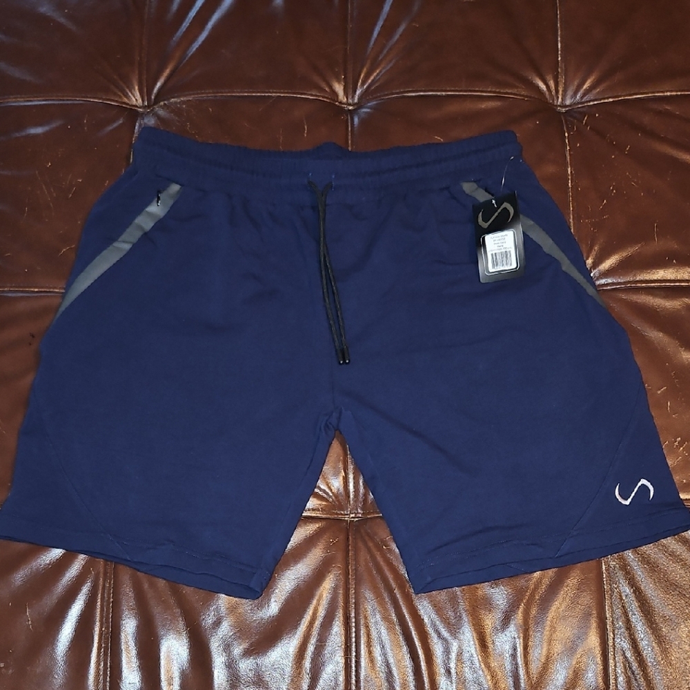 Blue Athletic Shorts with Elastic Waistband